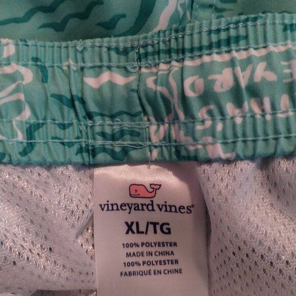 Vineyard Vines Chappy Island‎ Map-Print Swim Trunks Boardshorts Size XL Green - Picture 4 of 4